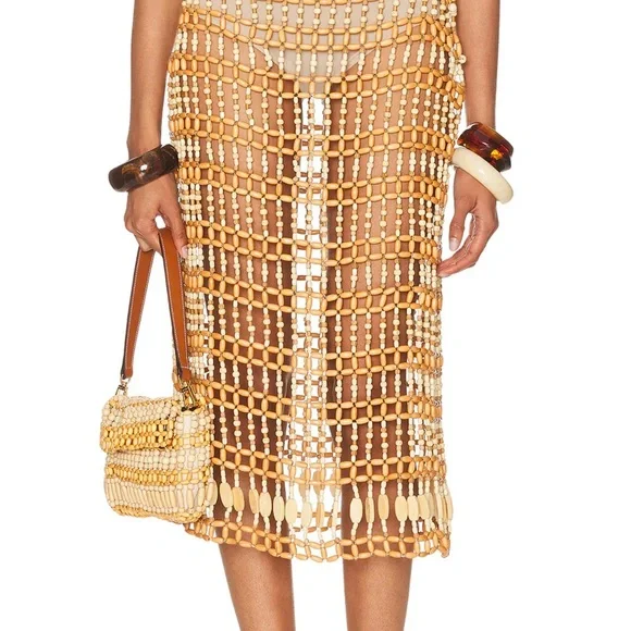 STAUD NWT Abaco Skirt Coverup beaded